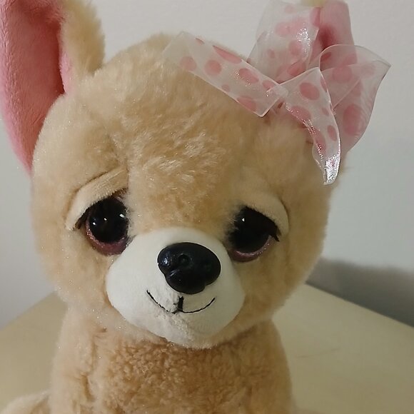 Plush Chihuahua dog with bow by The Petting Zoo - Picture 3 of 5
